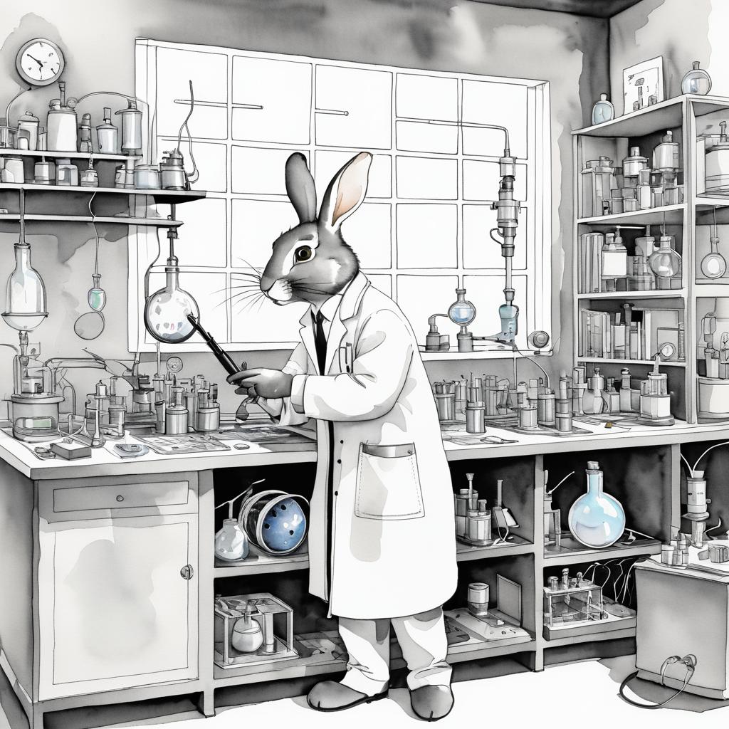 Whimsical Rabbit Scientist in Detail