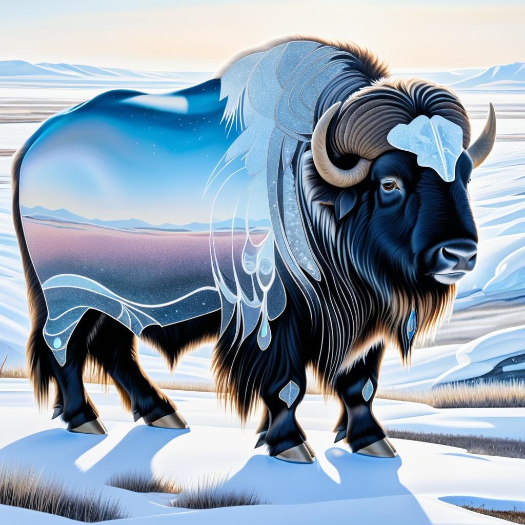 Musk Oxen in Icy Tundra Art