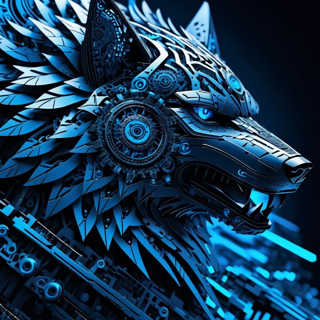 Futuristic Cybernetic Wolf Design