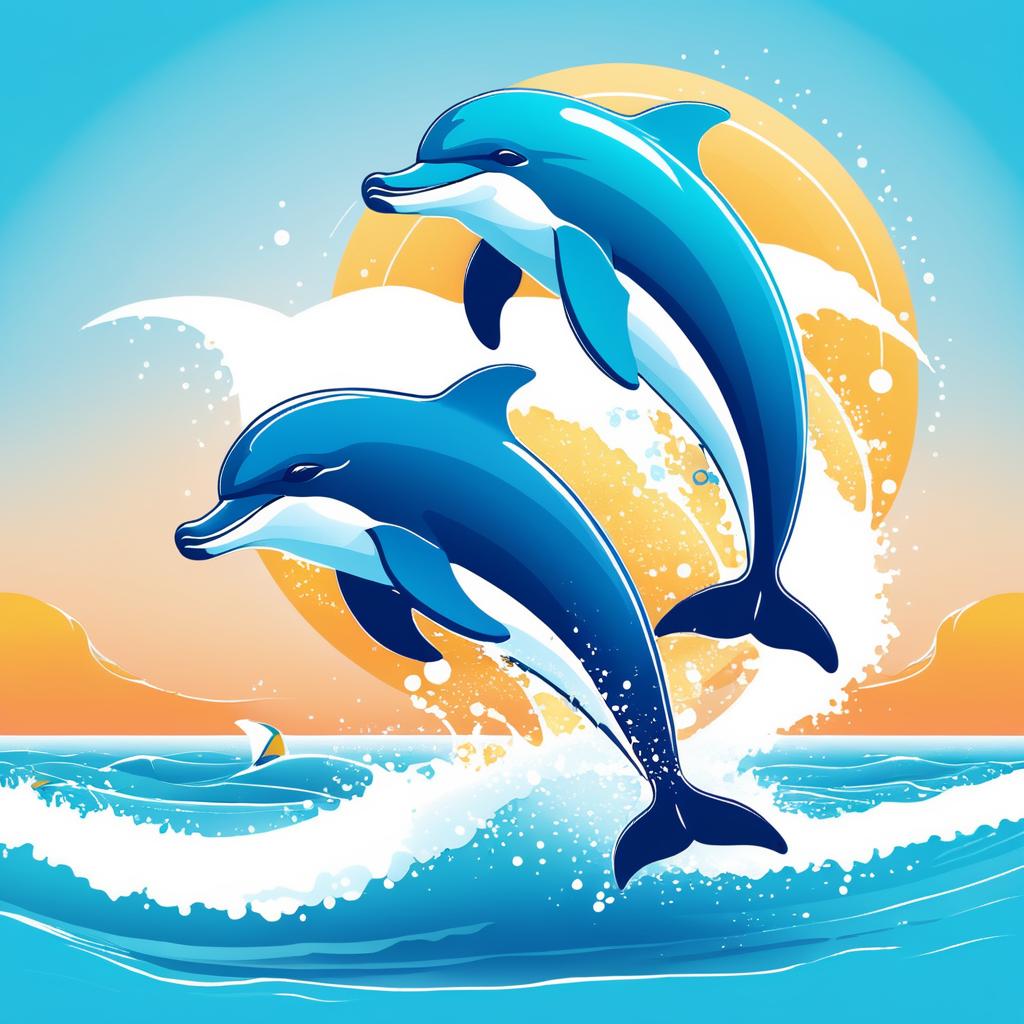 Joyful Dolphins Leaping at the Beach