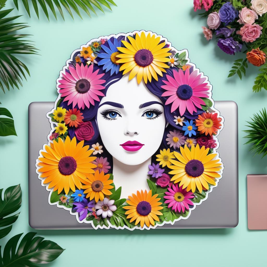 Floral Portrait Sticker for Laptops