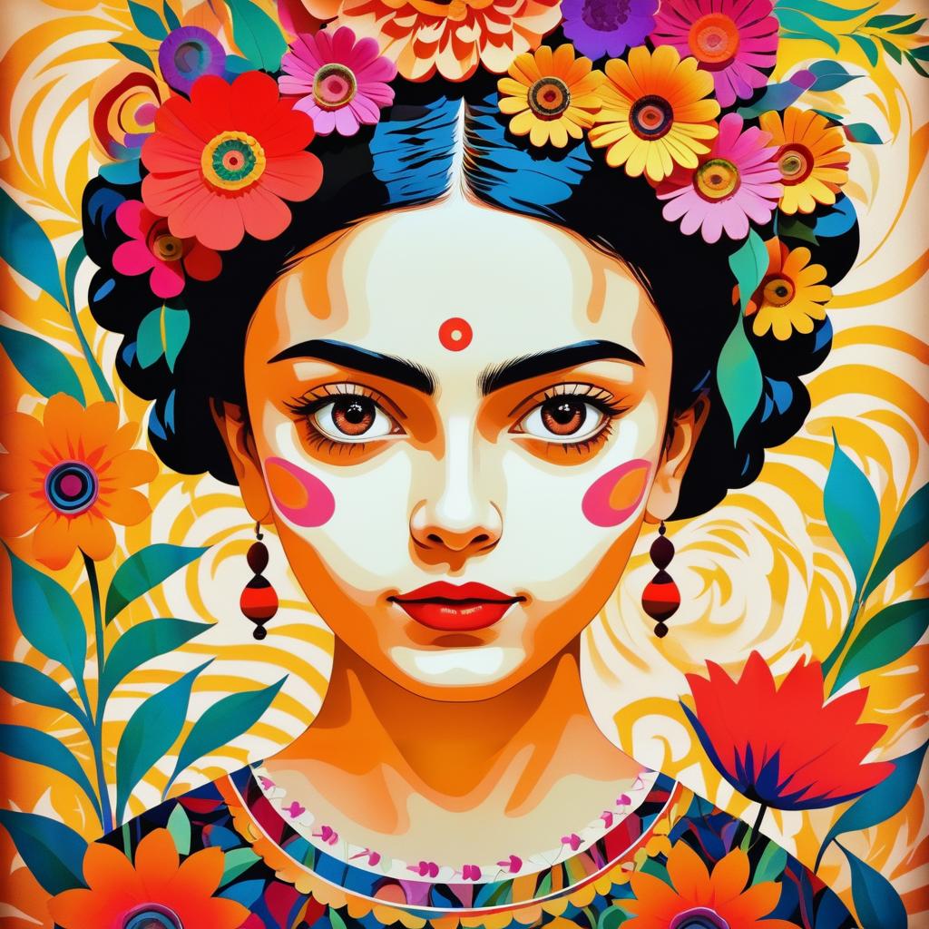 Whimsical Floral Portrait Inspired by Kahlo