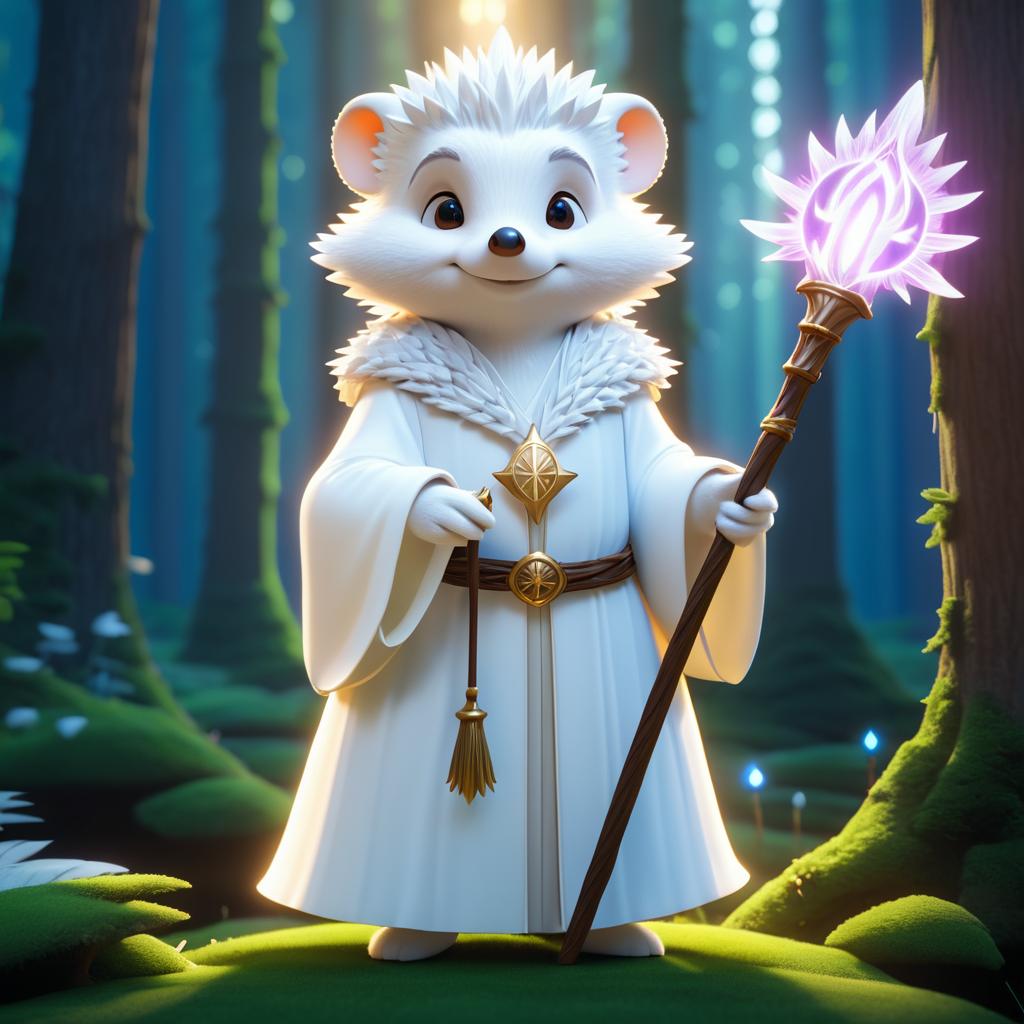 Cute Hedgehog Cleric in Enchanted Forest