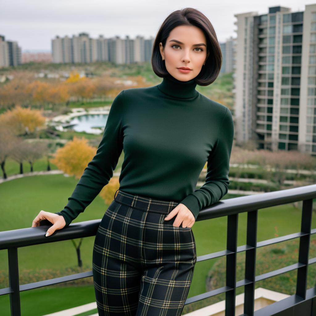 Stylish Woman in Urban Hotel Setting