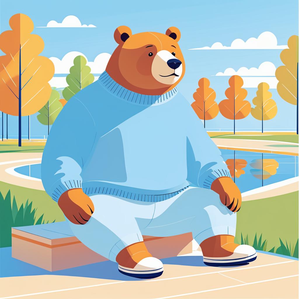 Cheerful Bear in Bright Vector Art