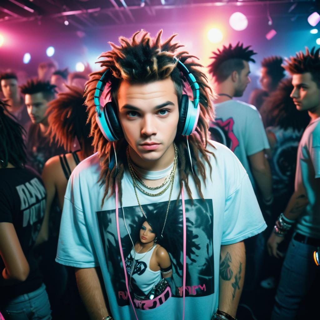 Wild-haired DJ in a Nightclub Scene