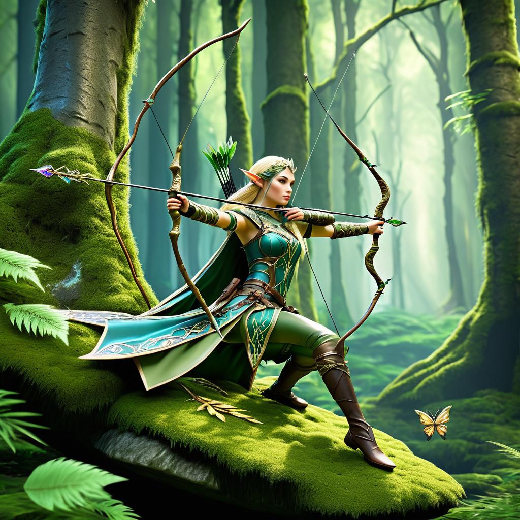 Cinematic Elven Ranger in Enchanted Forest