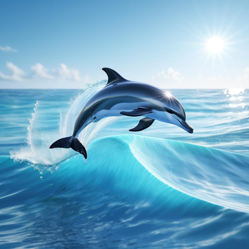 Ultra-Realistic Dolphin Leaping Through Waves