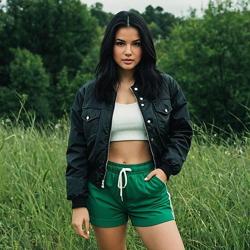 Young Woman Outdoors in Casual Outfit