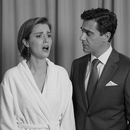 Emotional Contrast in Black-and-White Portrait