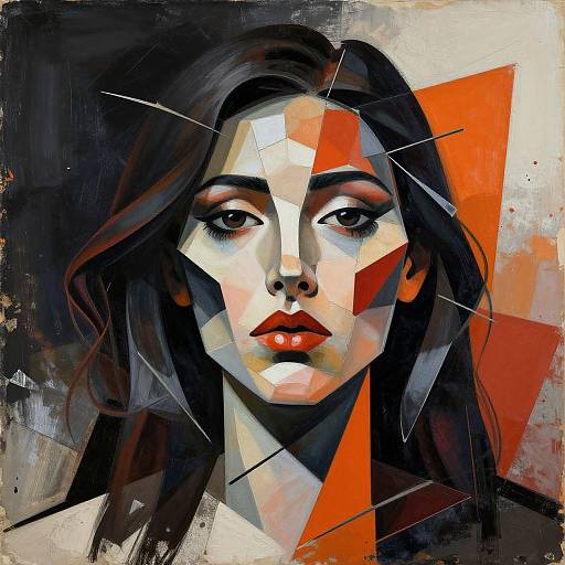 Fragmented Geometric Woman Portrait