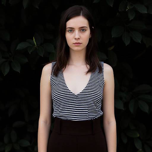 Young Woman Against Leafy Background