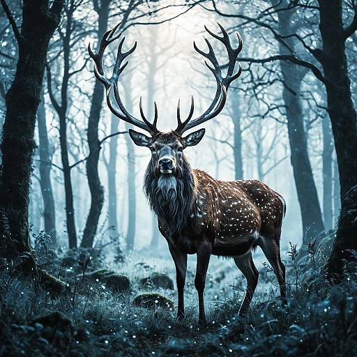 Regal Stag in Enchanted Misty Glade