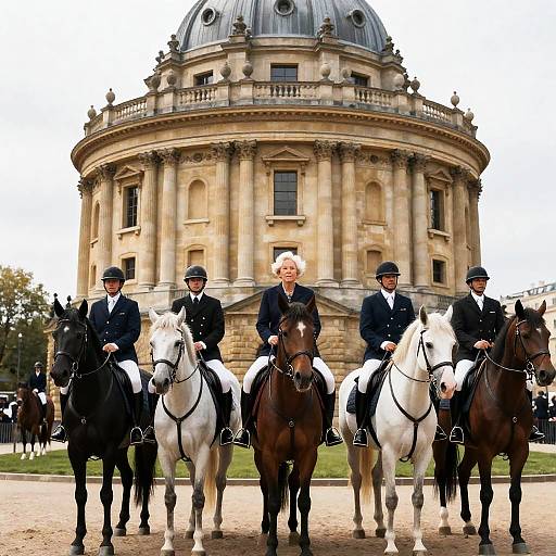 Elegant Equestrian Gathering in Front of Dome