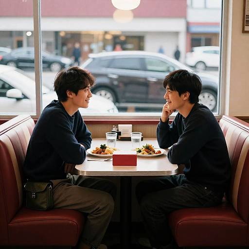 Cozy Diner Exchange Between Friends