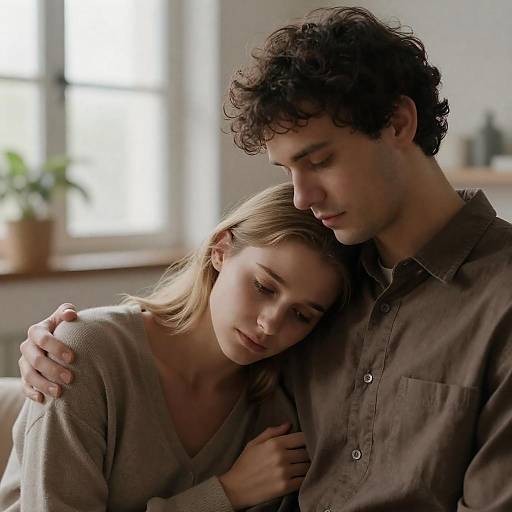 Melancholic Couple by Bright Window