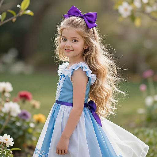 Elegant Young Girl in Sunlit Garden