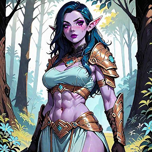 Muscular Elf Woman in Druid Armor
