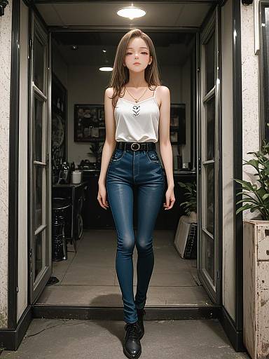 Casual Chic Woman Full-Body Studio Shot