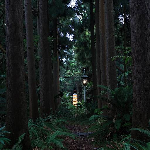 Dreamy Forest with Lantern Tower
