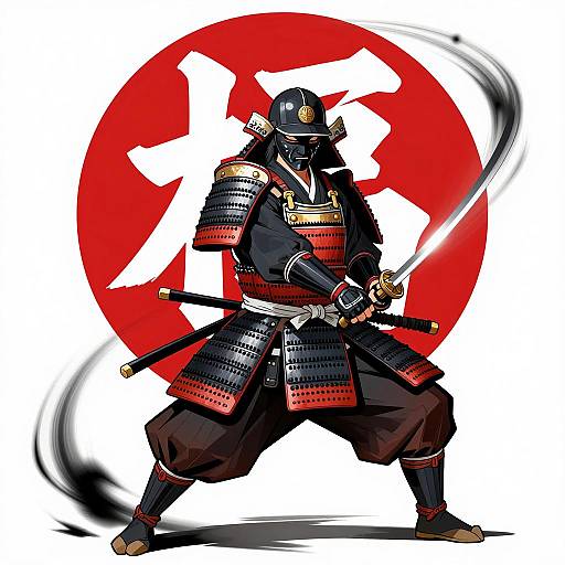 Dynamic Samurai Illustration with Motion Effects
