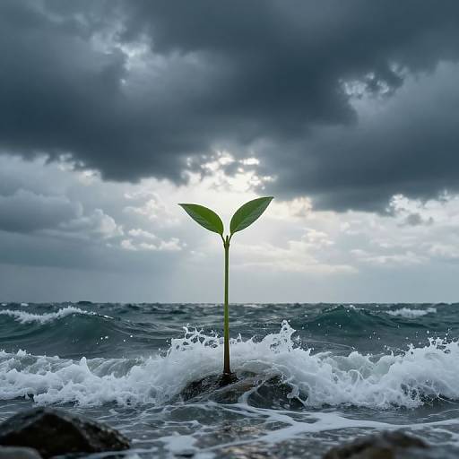Resilient Sprout Between Sky and Sea