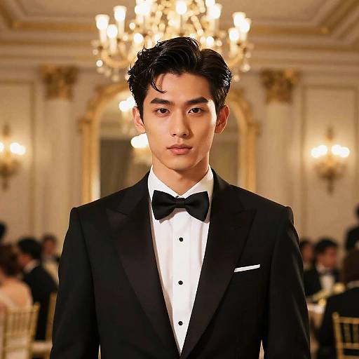 Gelled Hair Male Model in Tuxedo