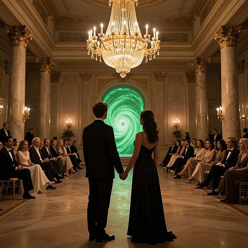 Elegant Ballroom with Mystical Portal