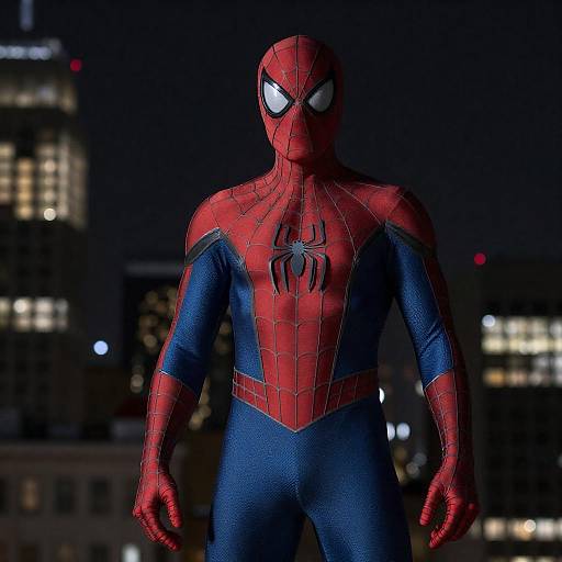Spider-Man in a Nighttime Cityscape
