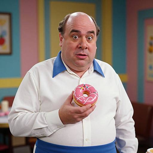 80s Sitcom Bald Man with Donut