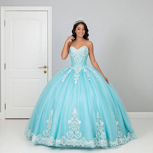 Radiant Woman in Tiffany Blue Gown