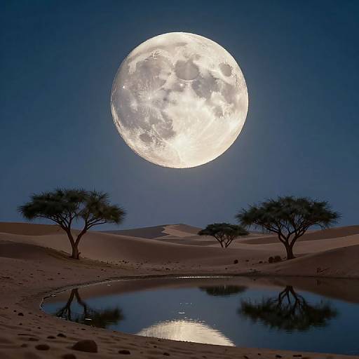 Moonlit Desert Oasis Serenity