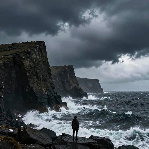 Ominous Stormy Landscape with Lone Figure