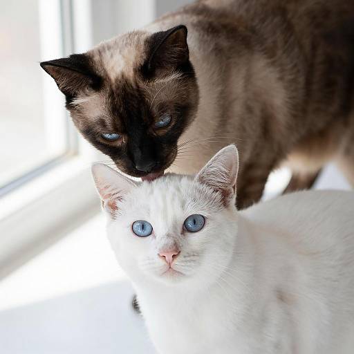 Two Siamese Cats Nuzzling