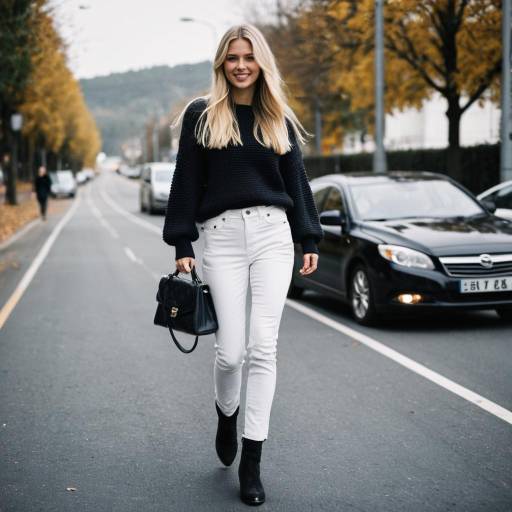 Fashionable Blonde Girl Strolling Outdoors