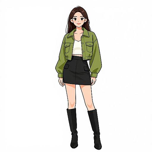 Smiling Woman in Chic Casual Outfit