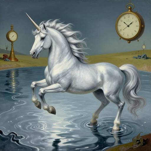Surreal Unicorn Above Mercury Pool