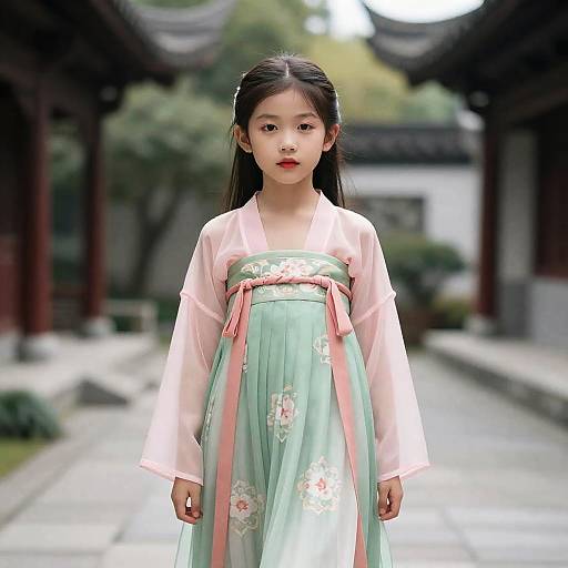 Photorealistic Hanfu in Floral Sheer Outfit