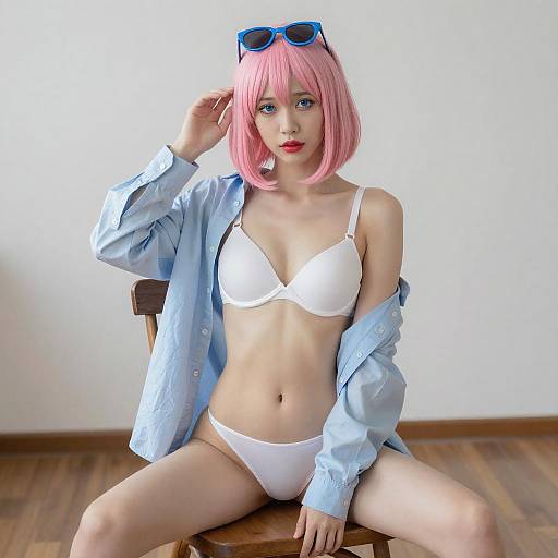 Edgy Portrait of Pink-Haired Woman