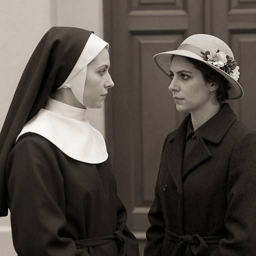 Sepia Photograph of Two Women Portrait