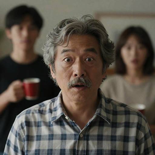 Surprised Middle-Aged Man in Checked Shirt