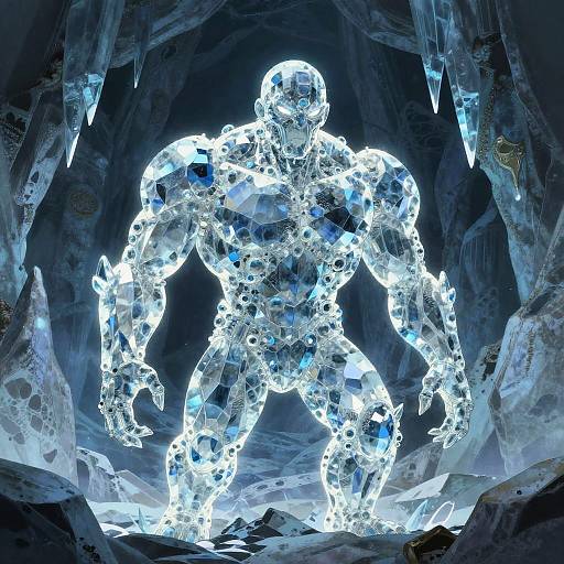 Anime Crystal Golem in Ice Cavern