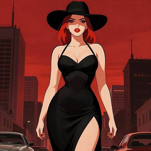 Confident Redhead in Urban Comic Style