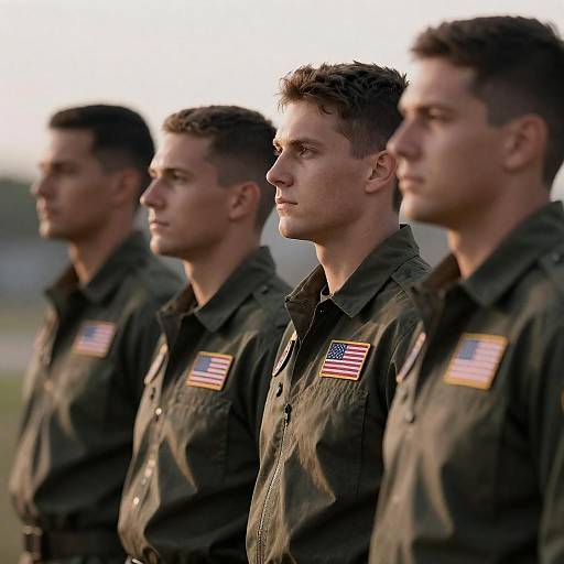 Profile Portraits of Military-Style Men