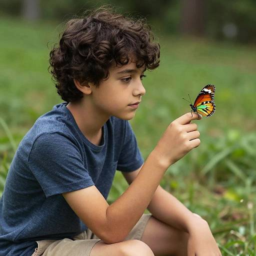 Thoughtful Boy with Butterfly