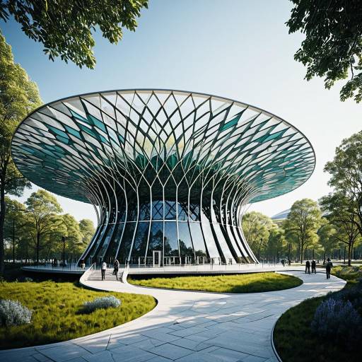 Futuristic Pavilion with Tree Canopy Design