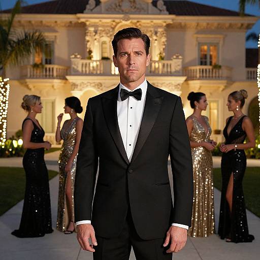 Handsome Man at Elegant Mansion Party