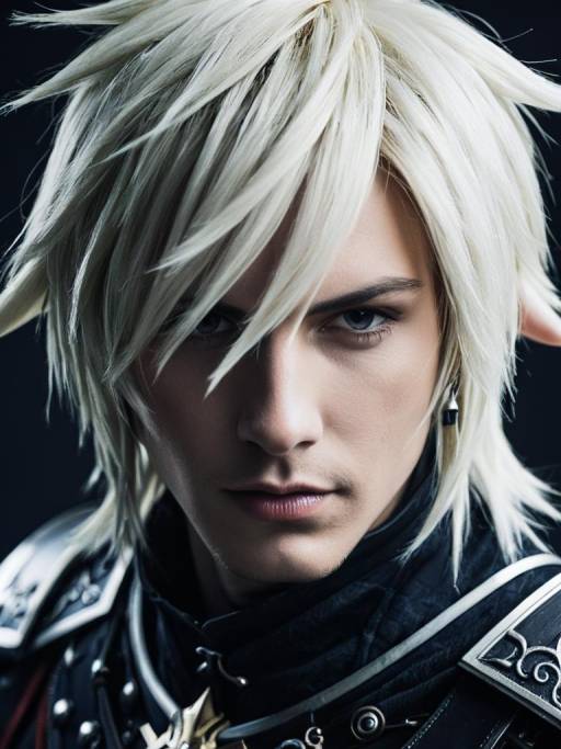 Man in Final Fantasy Costume with White Wig