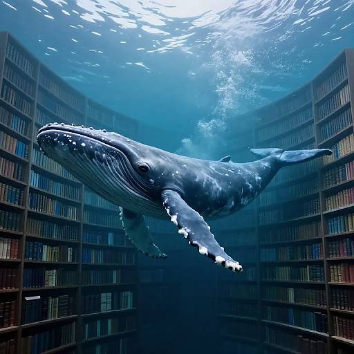 Whale Library Beneath Ethereal Waters