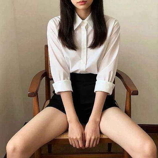 Realistic Photo of Elegant Woman Sitting